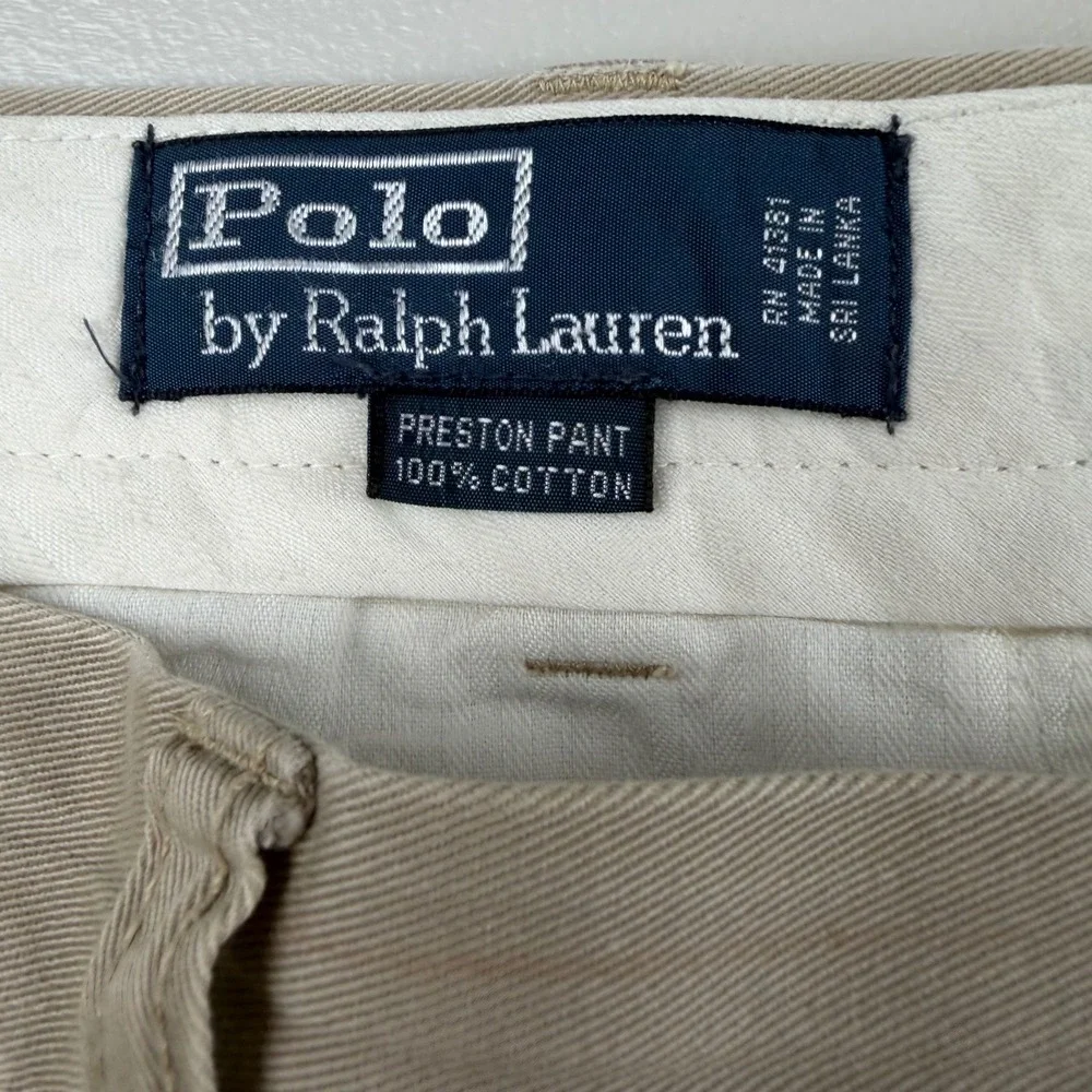 Polo Ralph Lauren Mens Preston Pant Tan Khaki Cotton Chino Trousers 40x29